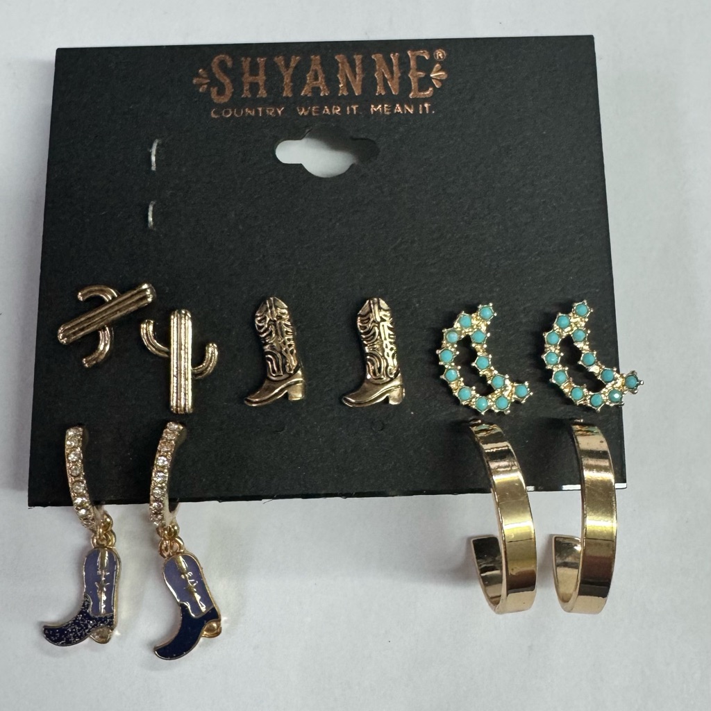 Shyanne Gold And Blue Geometric Earrings 18$